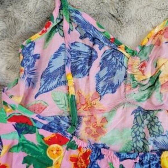 New Wild Fable Pink Tropical Fruit Mini Halter Tie Neck Dress Women's M Colorful - Picture 9 of 10